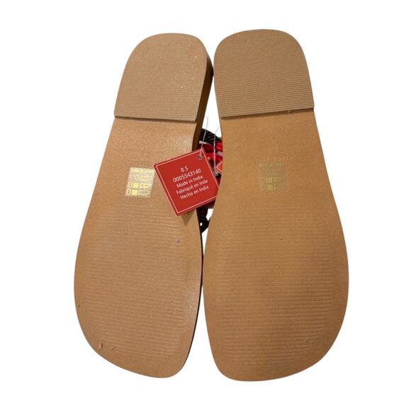 Free People Tied-Up Rope Sandals Women’s 9.5 Red Tan Square Toe Strappy NIB - Picture 8 of 9